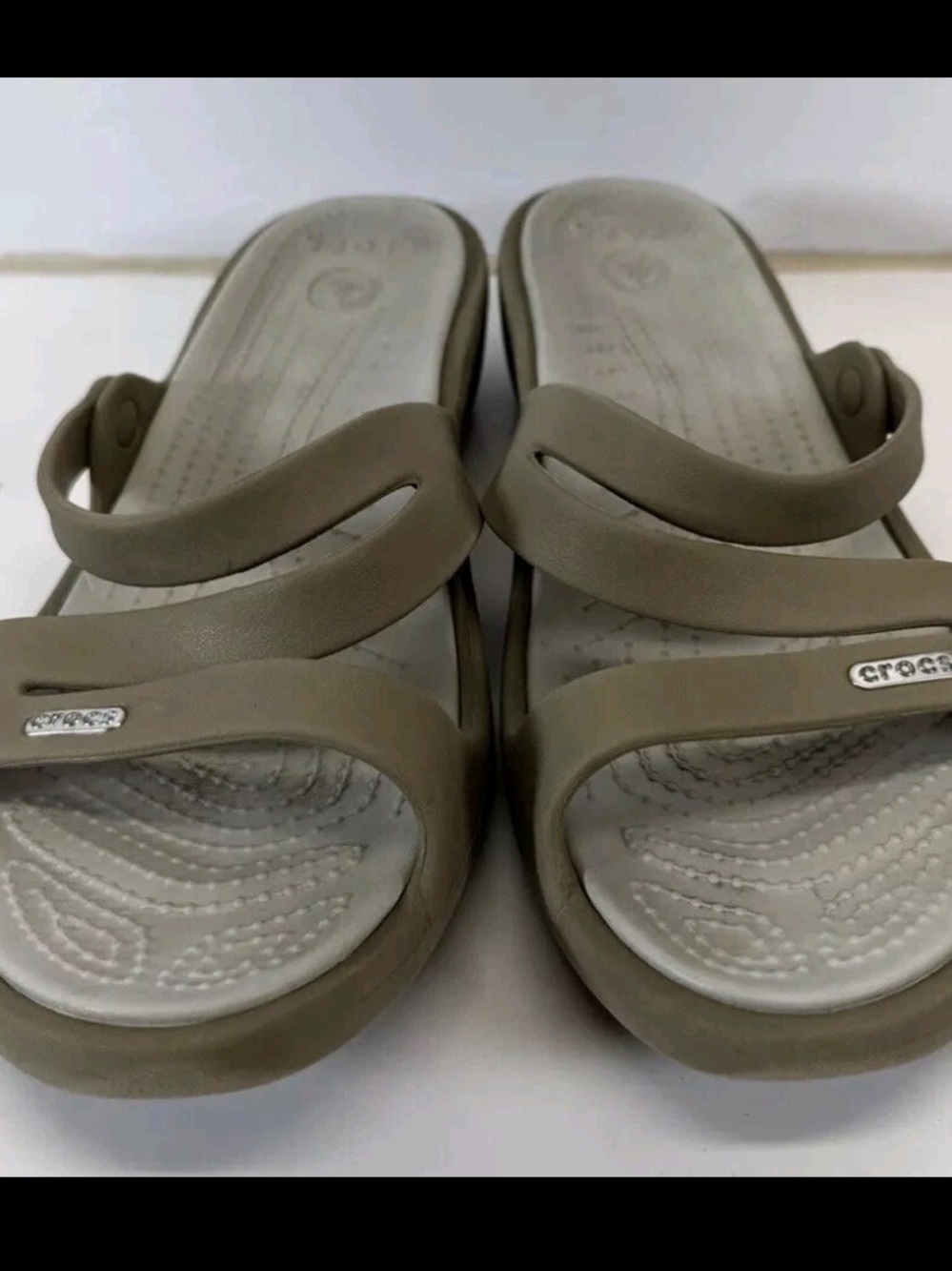 Crocs Women’s Tan 11 Double-Strap Slide Sandals